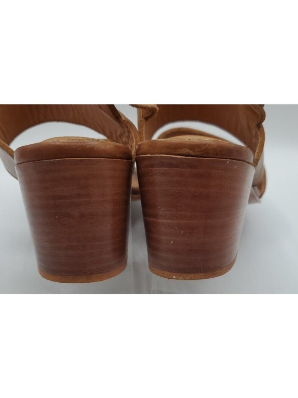 Adelante The Serena Sandal Sz 8C Tan Square Toe Heel Handmade Leather Shoes - Picture 9 of 14